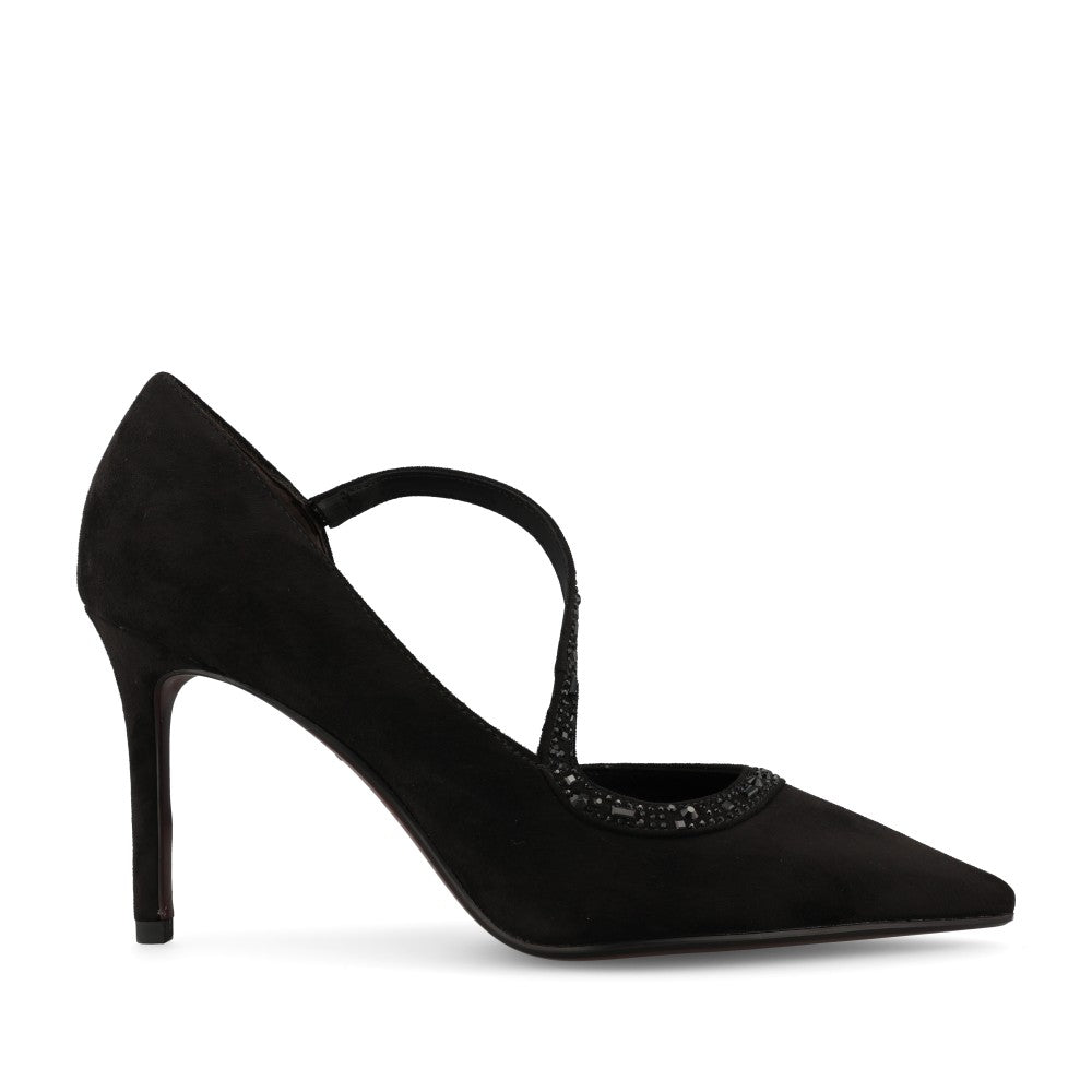 Tamaris Ladies 1-22443 Cut Out High Heel Court Shoe In Black