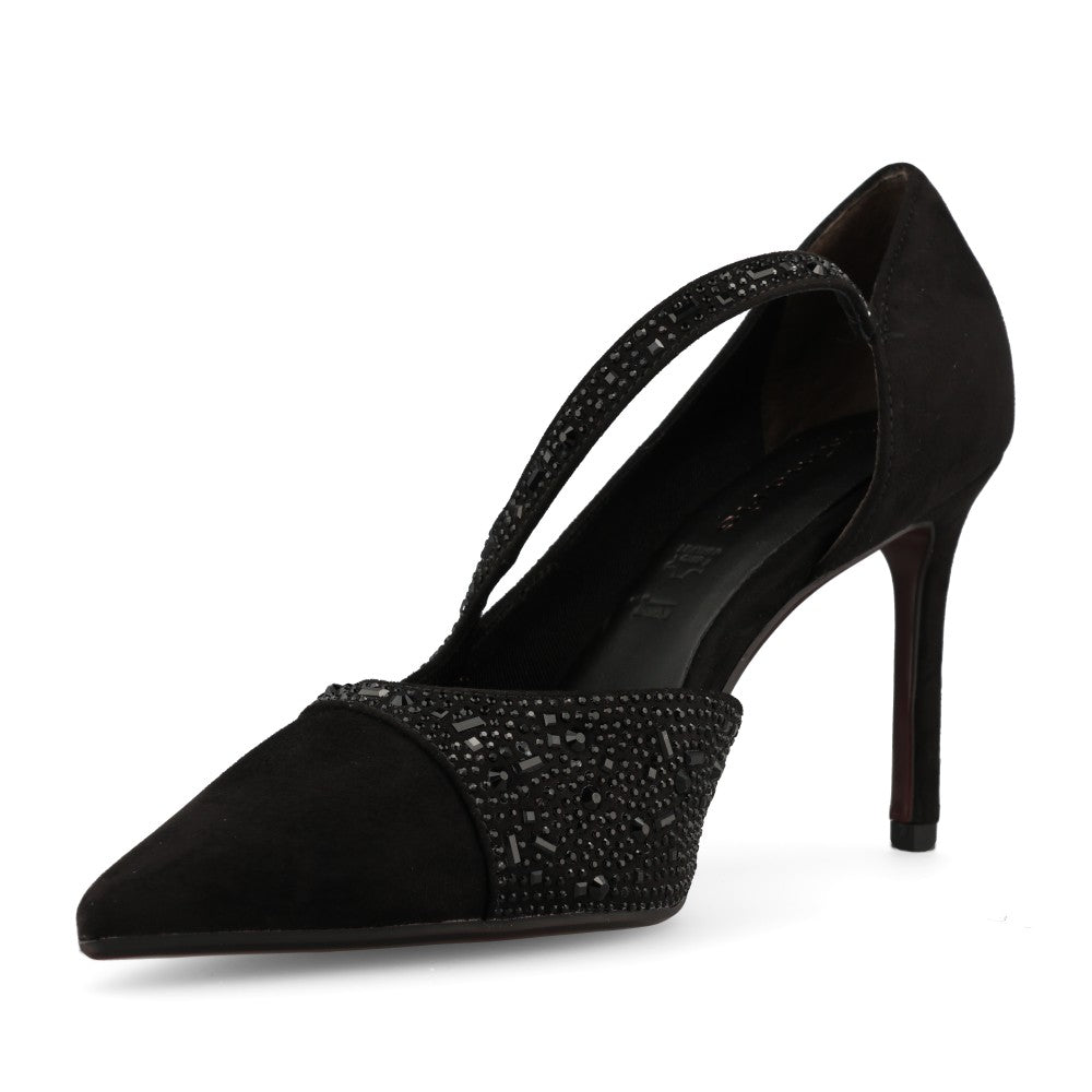 Tamaris Ladies 1-22443 Cut Out High Heel Court Shoe In Black