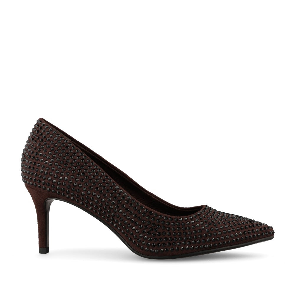 Tamaris Ladies 1-22468 Embellished High Heel Court In Mocha