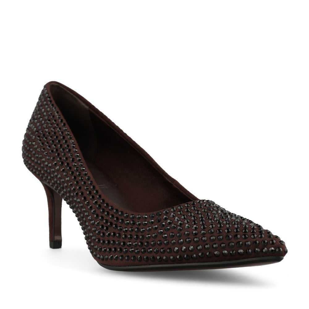 Tamaris Ladies 1-22468 Embellished High Heel Court In Mocha