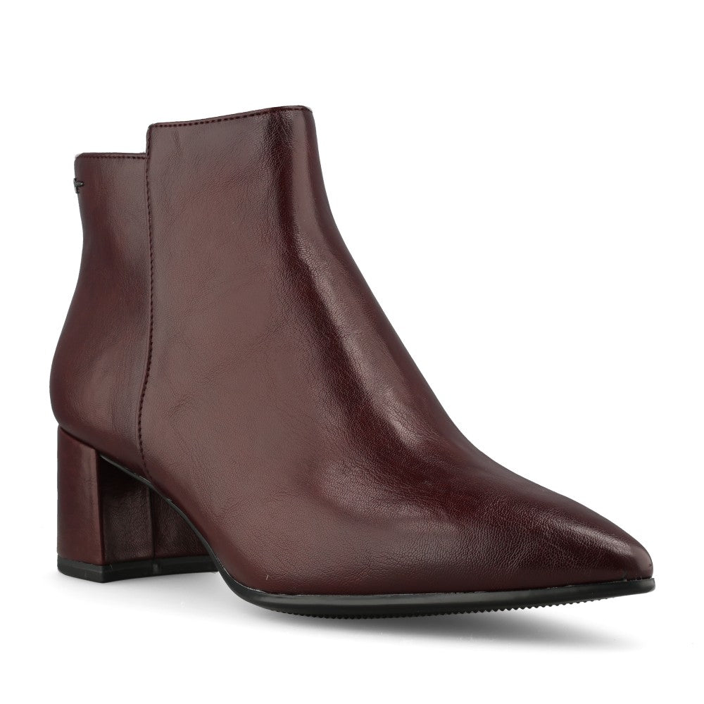 Tamaris Ladies 1-25023 Block Heel Ankle Boot In Burgandy