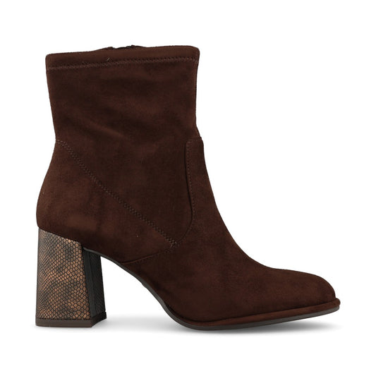 Tamaris Ladies 1-25057 High Heel Suede Ankle Boot In Mocha