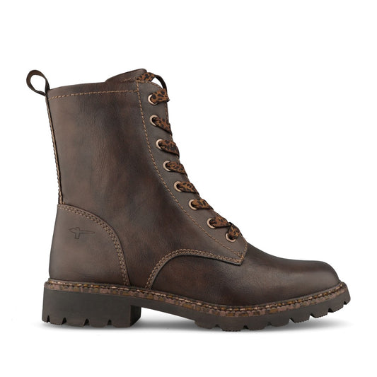 Tamaris Ladies 1-25231 Laced Ankle Boot In Mocha