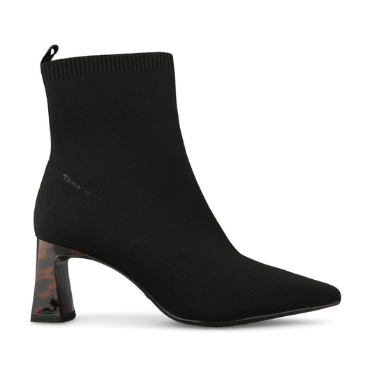 Tamaris Ladies 1-25328 Suede High Heel Ankle Boot In Black