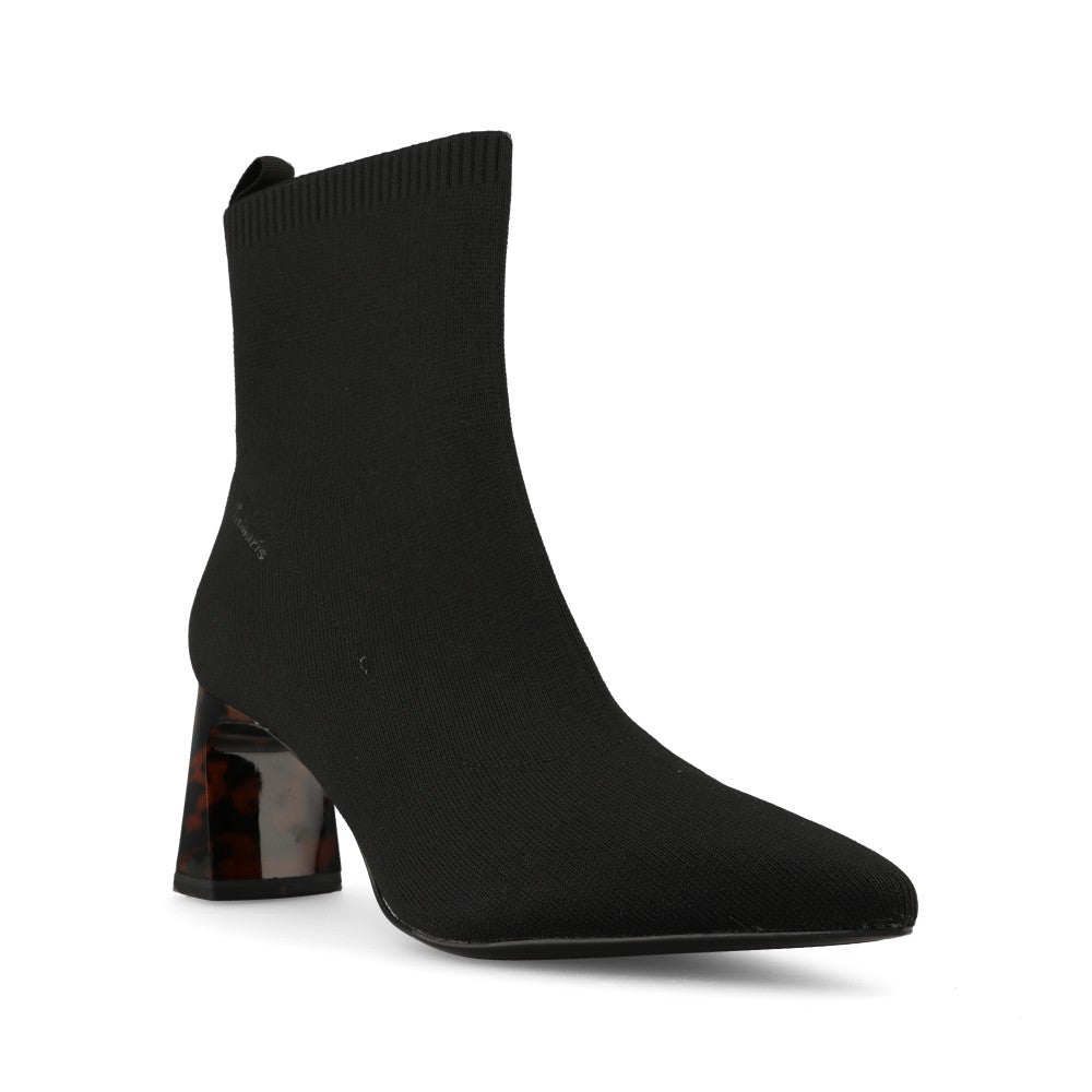 Tamaris Ladies 1-25328 Suede High Heel Ankle Boot In Black