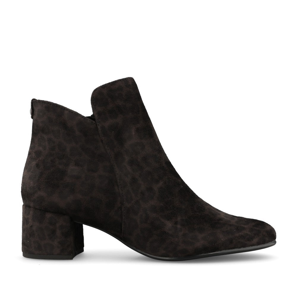 Tamaris Ladies 1-25354 Block Heel Ankle Boot In Grey Leopard