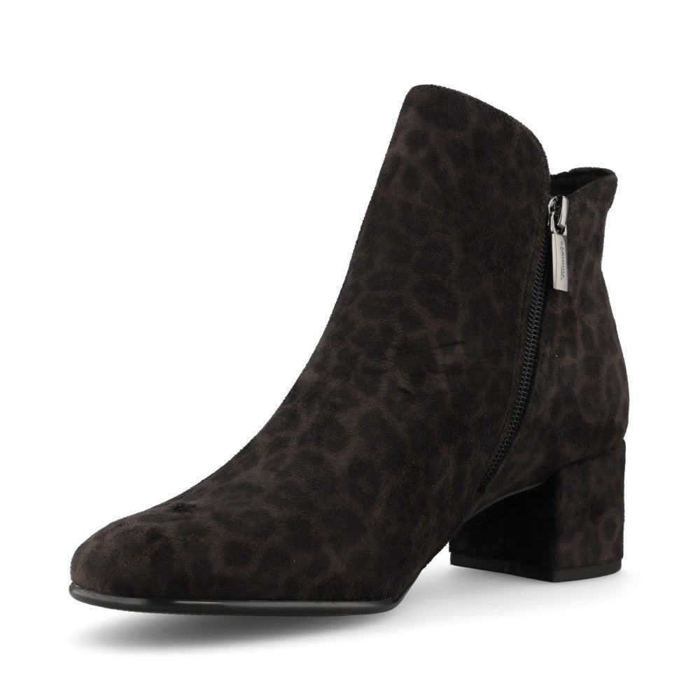Tamaris Ladies 1-25354 Block Heel Ankle Boot In Grey Leopard