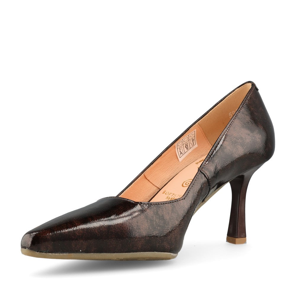 Bioeco 1118 Ladies G-FIT Med Heel Court Shoe in Brown Patent