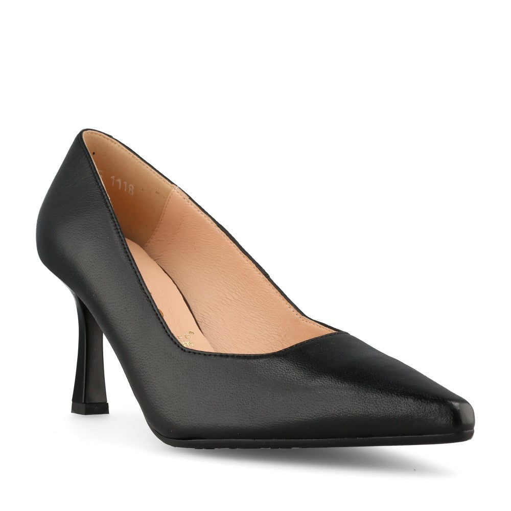Bioeco Ladies 1118-3009 G-FIT Med Heel Court in Black Leather