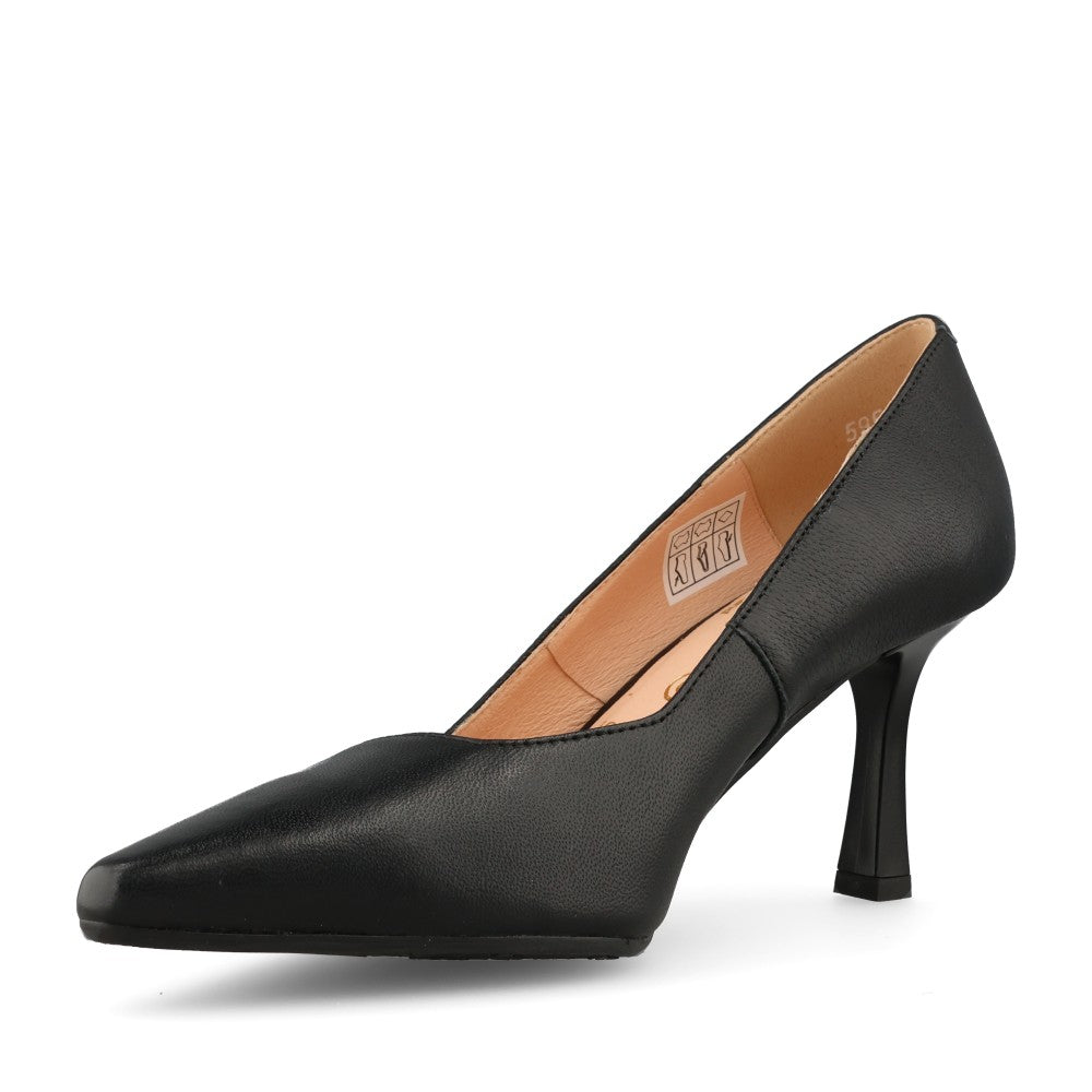 Bioeco Ladies 1118-3009 G-FIT Med Heel Court in Black Leather