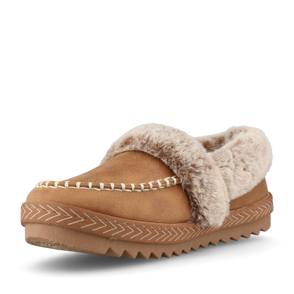 Skechers Ladies 113668 Bobs Cozy Kiss Snug Stitch Slipper In Brown