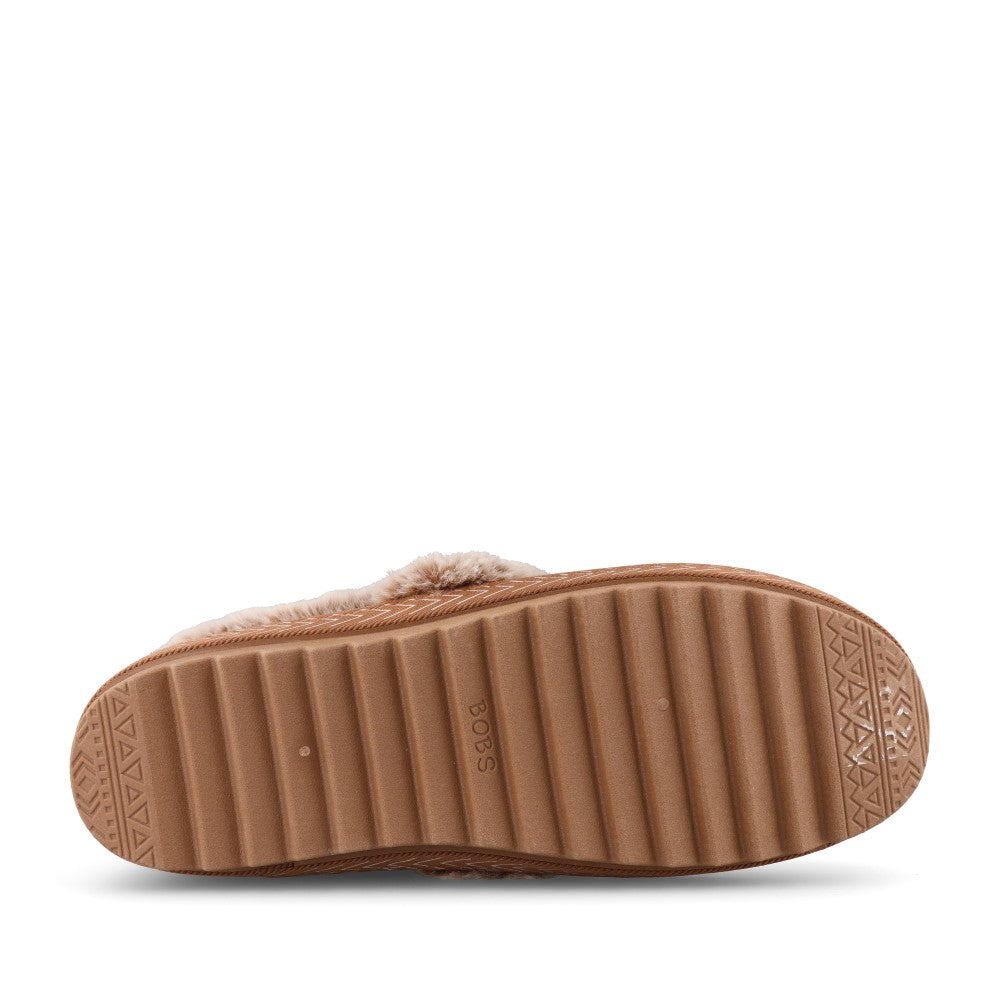 Skechers Ladies 113668 Bobs Cozy Kiss Snug Stitch Slipper In Brown