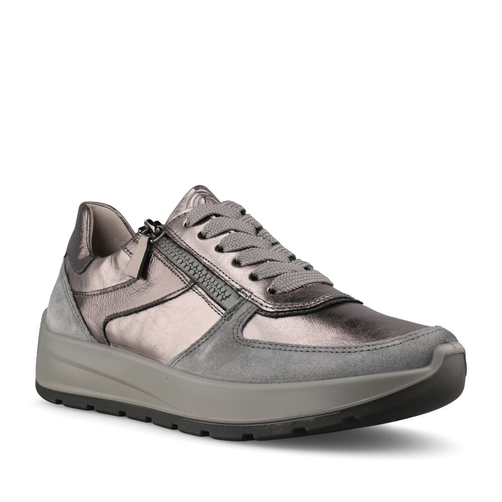 Ladies 12-25112 New York Laced Trainer In Graphite