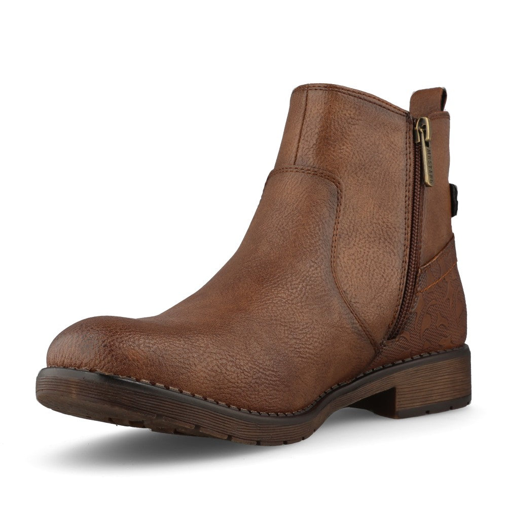 Mustang Ladies 15M0052002 Ankle Boot In Cognac