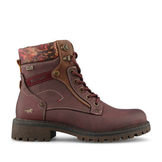 Mustang Ladies 15M0282009 Ankle Boot In Bordeaux Multi