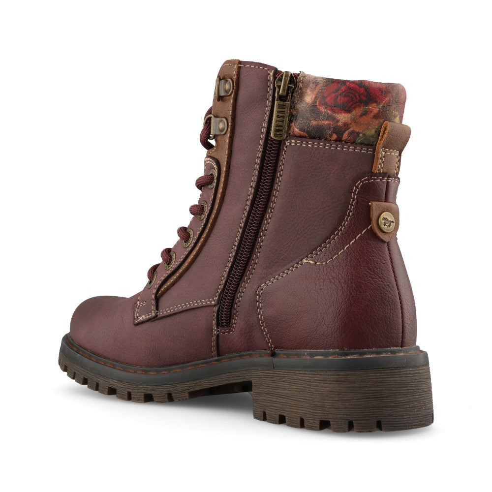Mustang Ladies 15M0282009 Ankle Boot In Bordeaux Multi