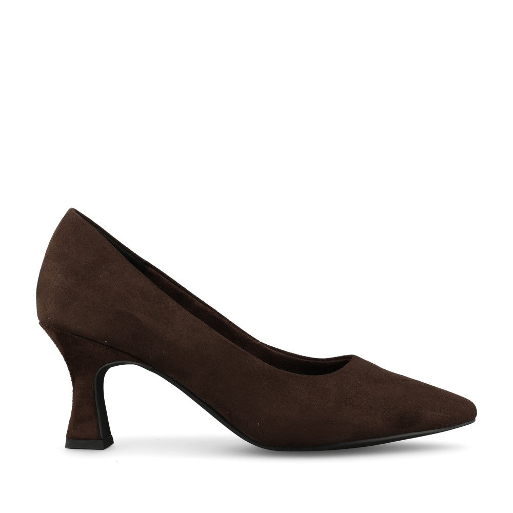 Marco Tozzi Ladies 2-22418 Mid Heel Suede Court Shoe In Mocha