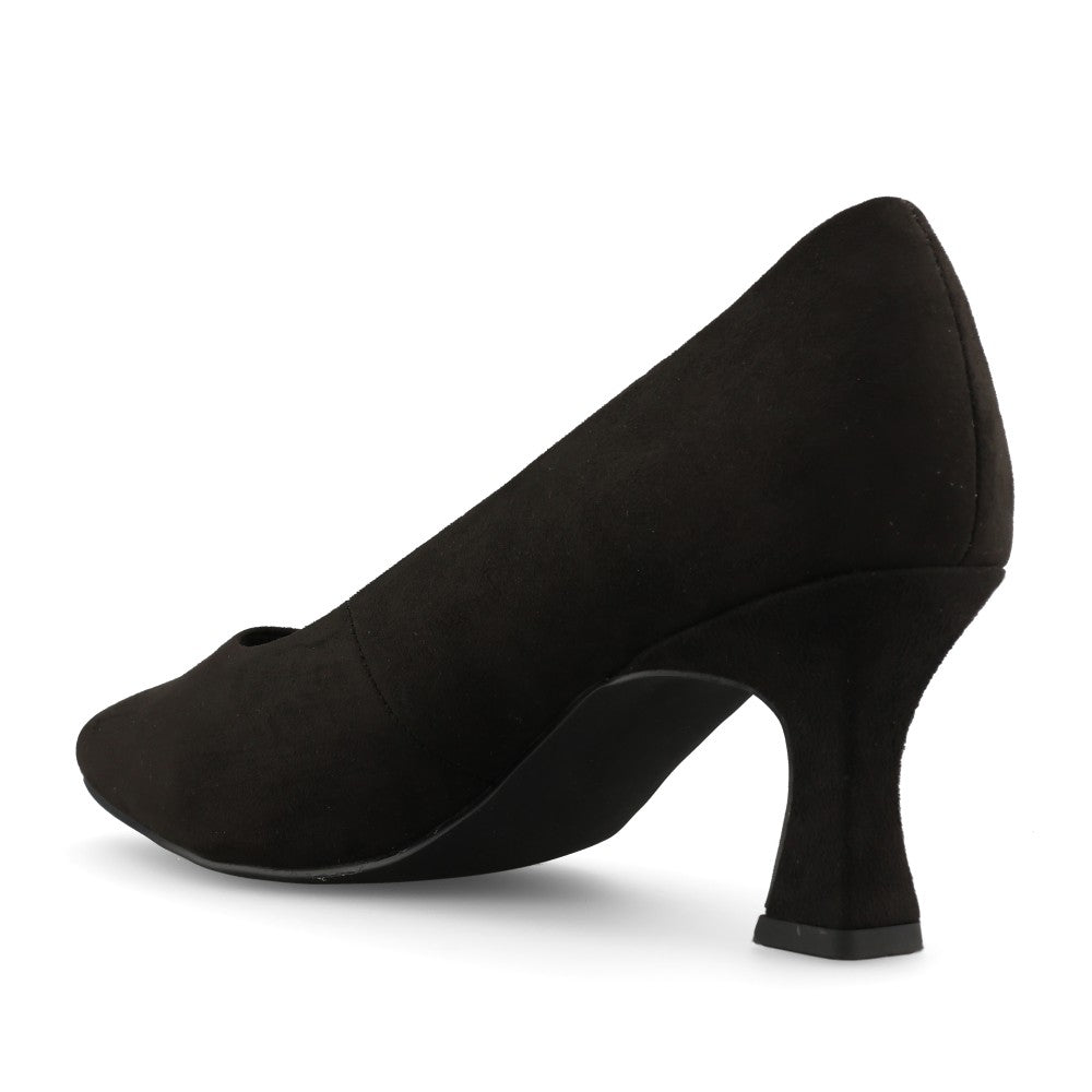 Marco Tozzi Ladies 2-22418 Mid Heel Suede Court Shoe In Black