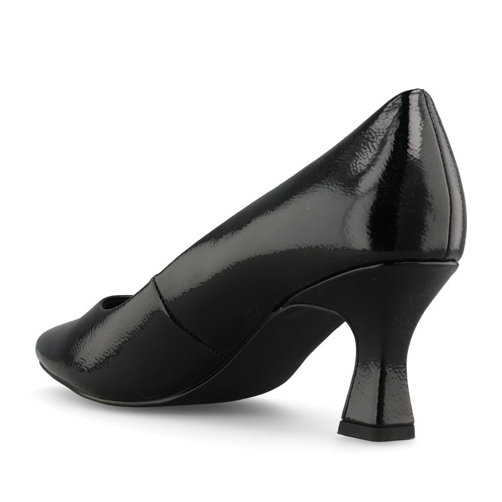 Marco Tozzi Ladies 2-22420 Mid Heel Court Shoe in Black Patent