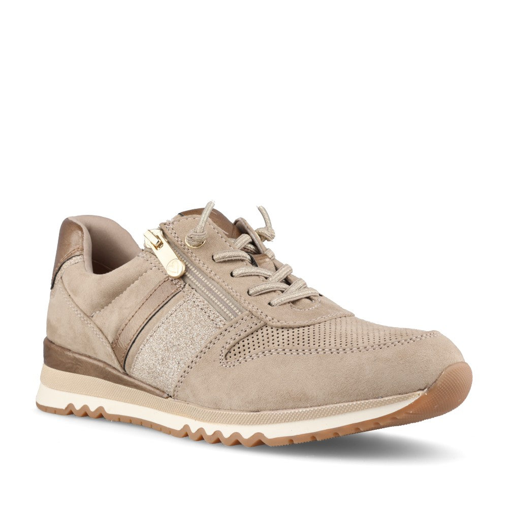 Marco Tozzi Ladies 2-23707 Ladies Laced Trainer in Beige