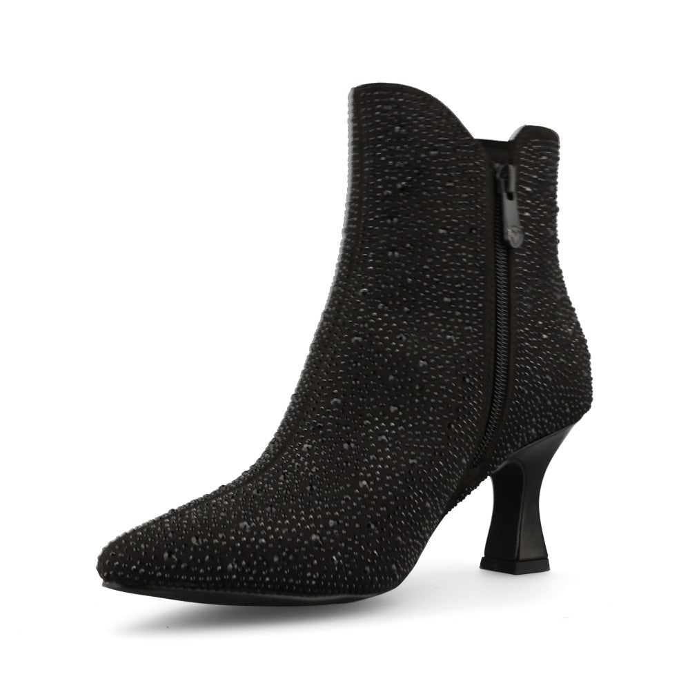 Marco Tozzi Ladies 2-25018 Glitter High Heel Ankle Boot in Black