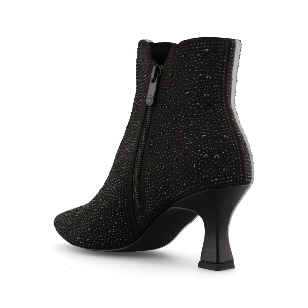 Marco Tozzi Ladies 2-25018 Glitter High Heel Ankle Boot in Black