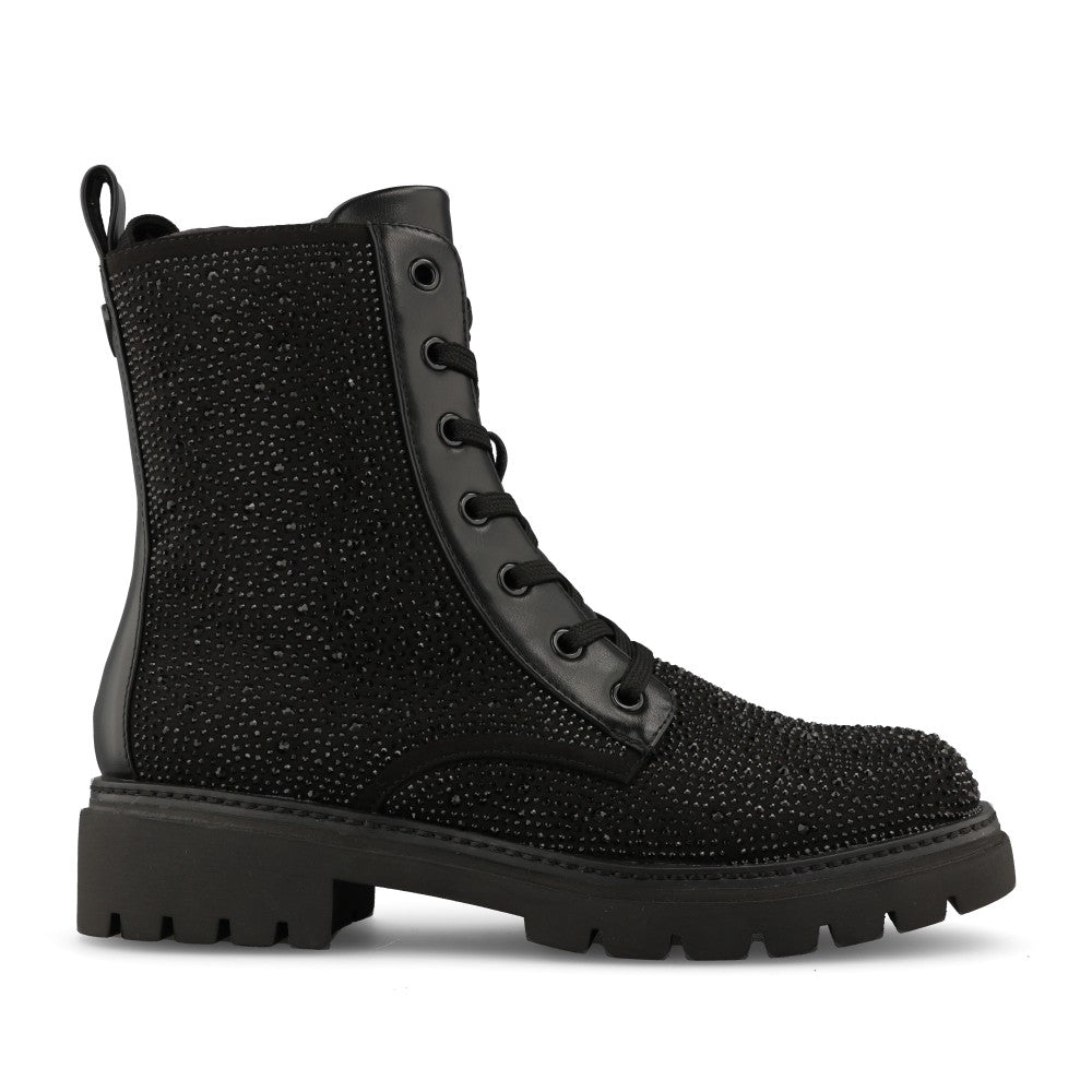 Marco Tozzi Ladies 2-25232 Glitter Ankle Biker Boot Ankle Boot in Black