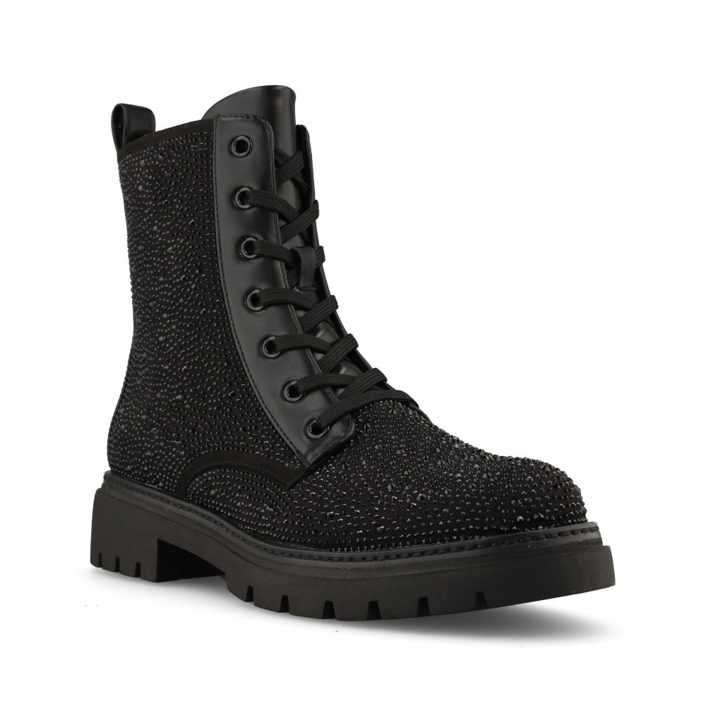 Marco Tozzi Ladies 2-25232 Glitter Ankle Biker Boot Ankle Boot in Black