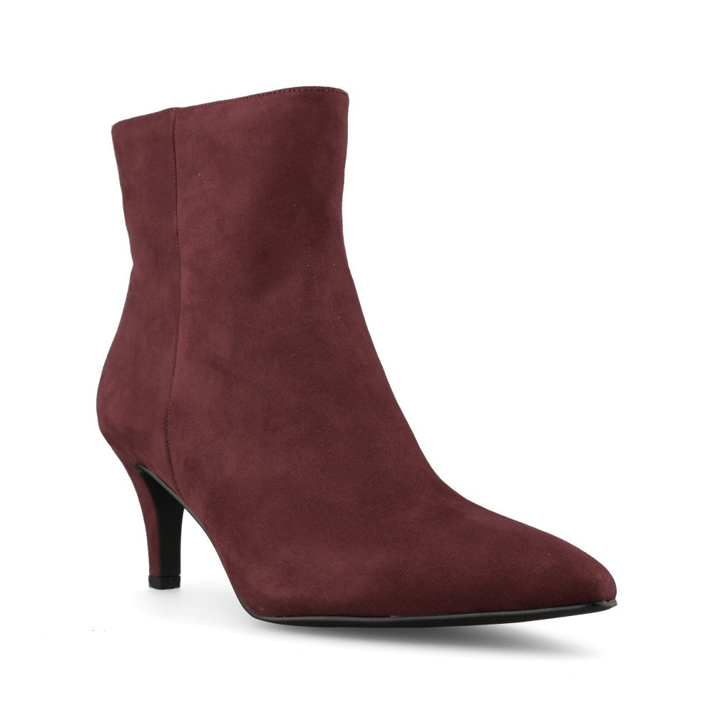Marco Tozzi Ladies 2-25329 Suede Mid Heel Ankle Boot in Mulberry