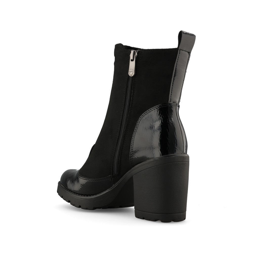 Marco Tozzi Ladies 2-25405 Block Heel Zip Up Ankle Boot in Black