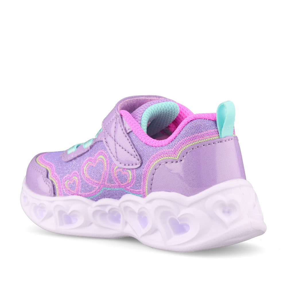 Skechers Girls 303736NC Heart Lights Bubble Love Trainer In Purple