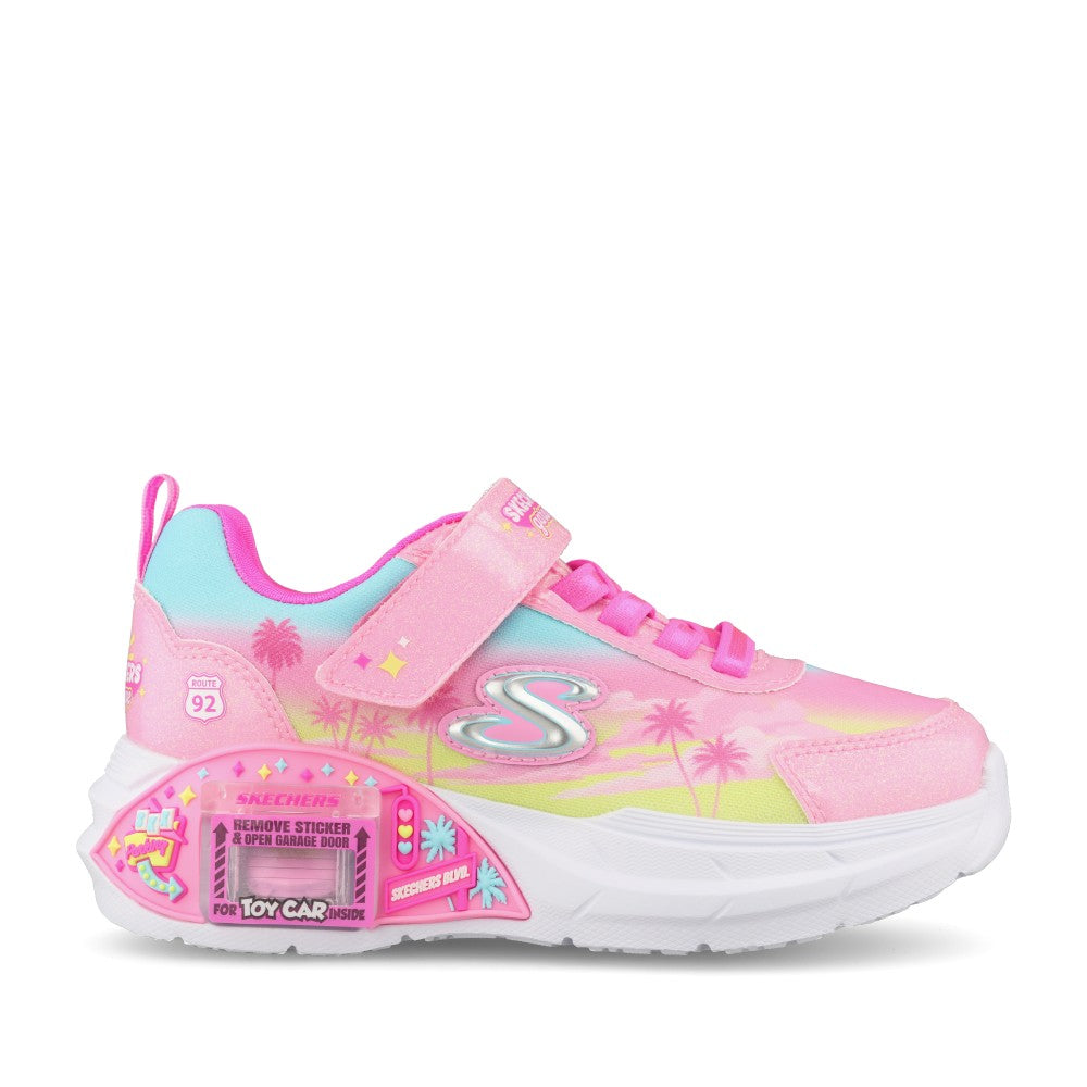 Skechers Girls 304351L Glam Racer Trainer in Pink Multi