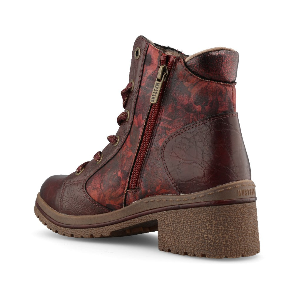 Mustang Ladies 36M0092001 Ankle Boot In Burgundy
