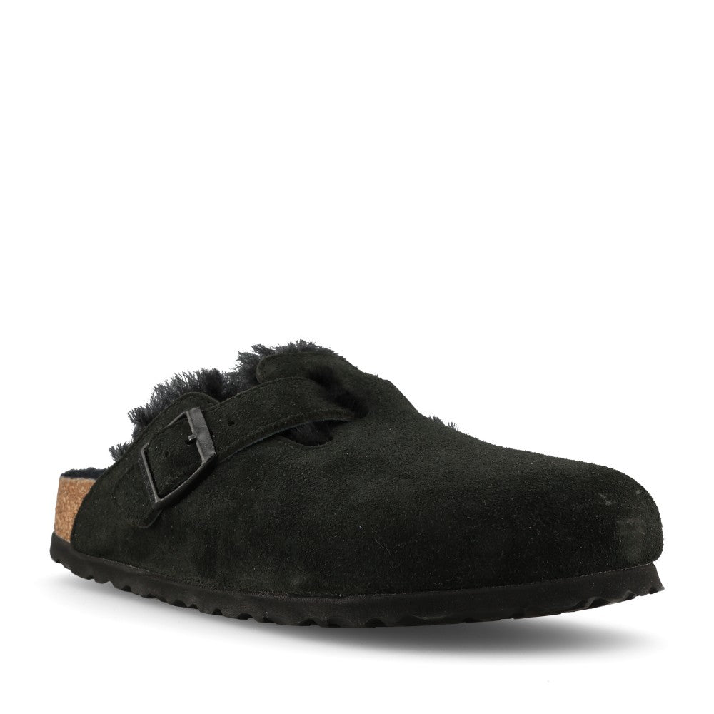 Birkenstock Ladies 259883 Boston Nf Shearling Mule In Black