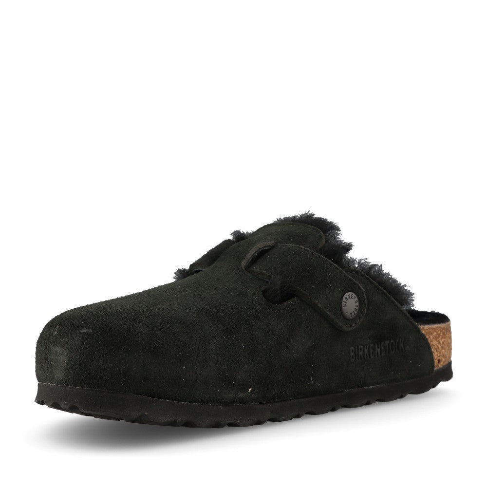 Birkenstock Ladies 259883 Boston Nf Shearling Mule In Black