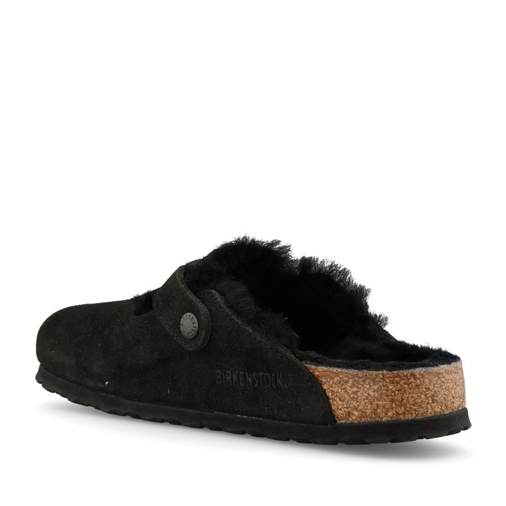 Birkenstock Ladies 259883 Boston Nf Shearling Mule In Black