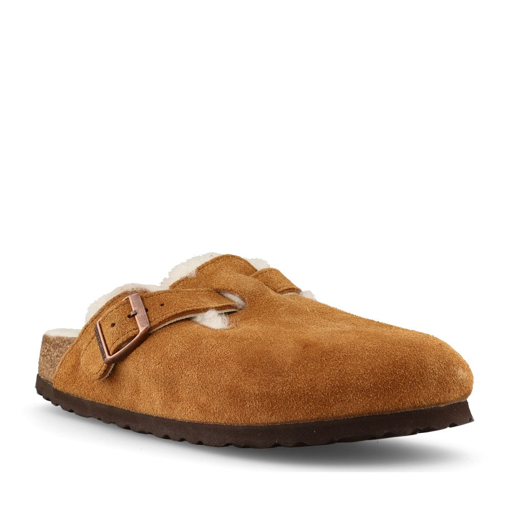 Birkenstock Ladies 1001141 Boston Shearling Suede Clog In Tan