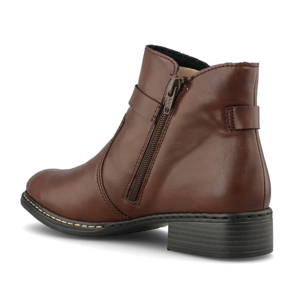 Rieker Ladies 73487 Ankle Boot In Brown