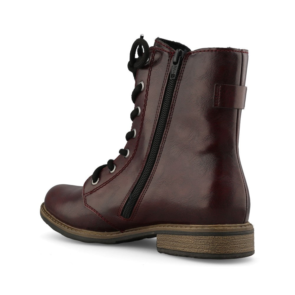 Rieker Ladies 74802 Lace Boot In Red