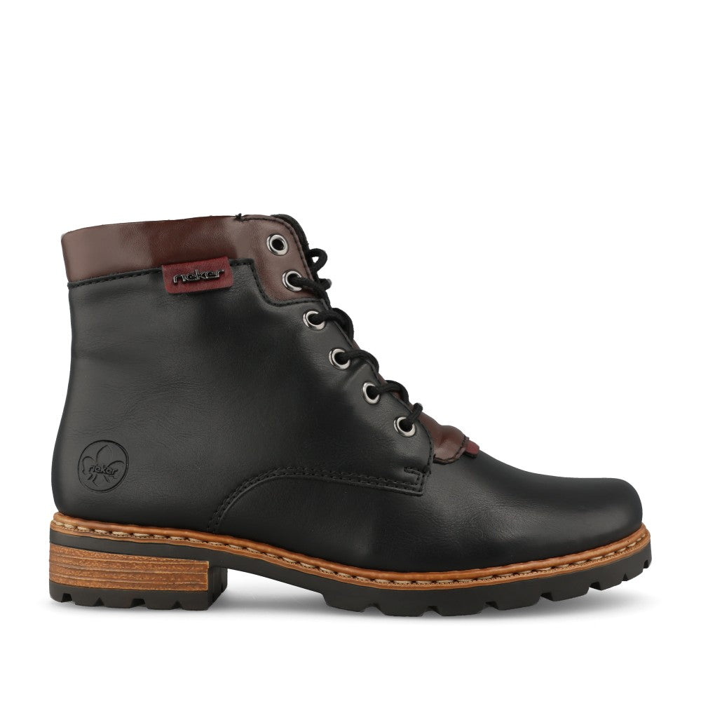 Rieker Ladies Z9340 Lace Boot In Black