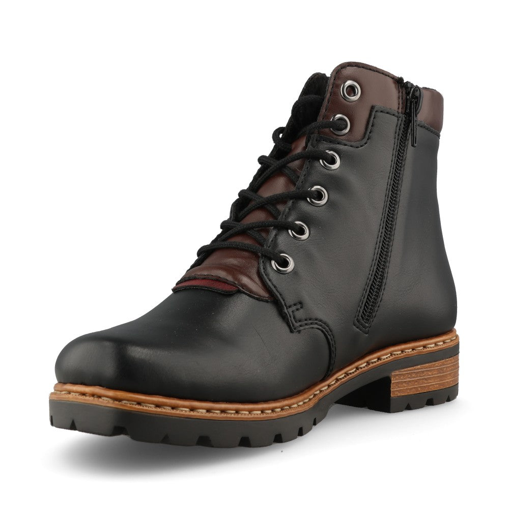 Rieker Ladies Z9340 Lace Boot In Black