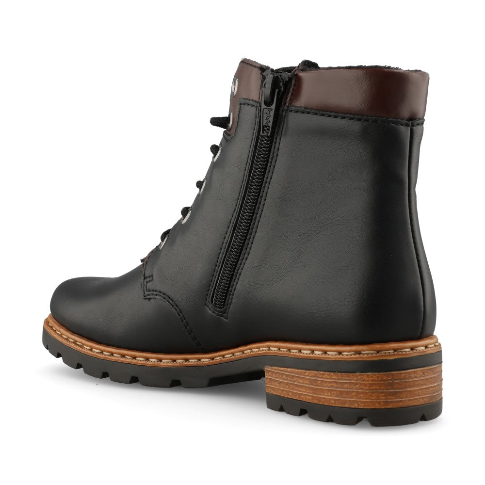 Rieker Ladies Z9340 Lace Boot In Black