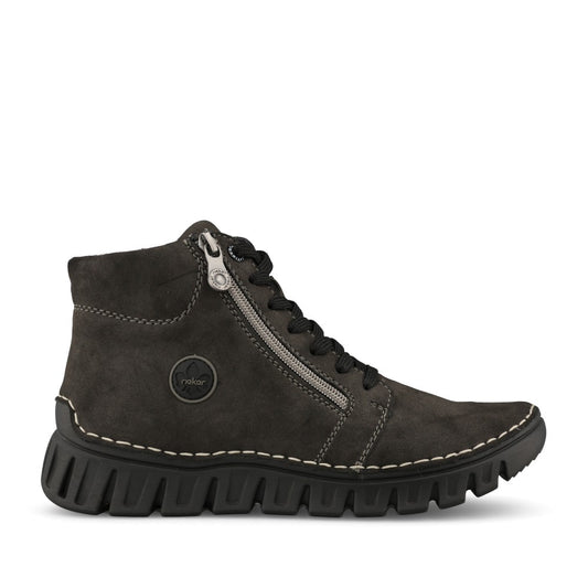 Rieker Ladies 57502 Lace Boot In Grey