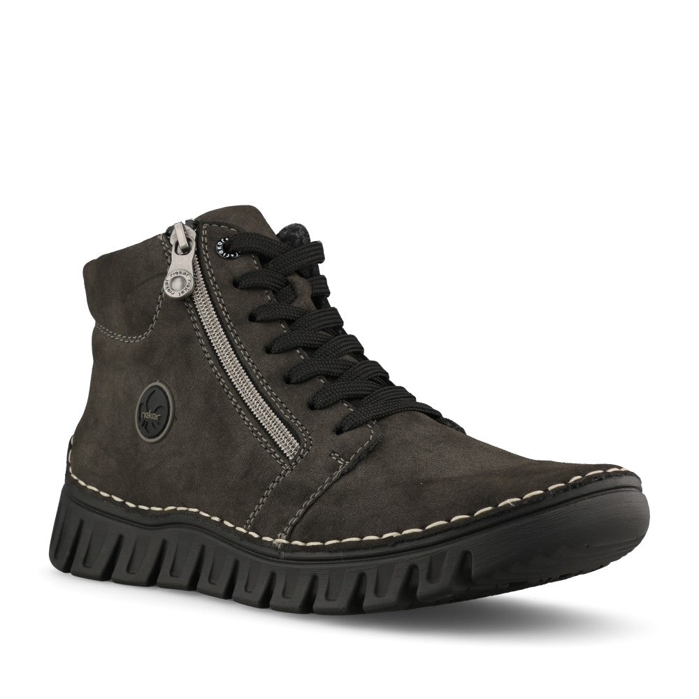 Rieker Ladies 57502 Lace Boot In Grey