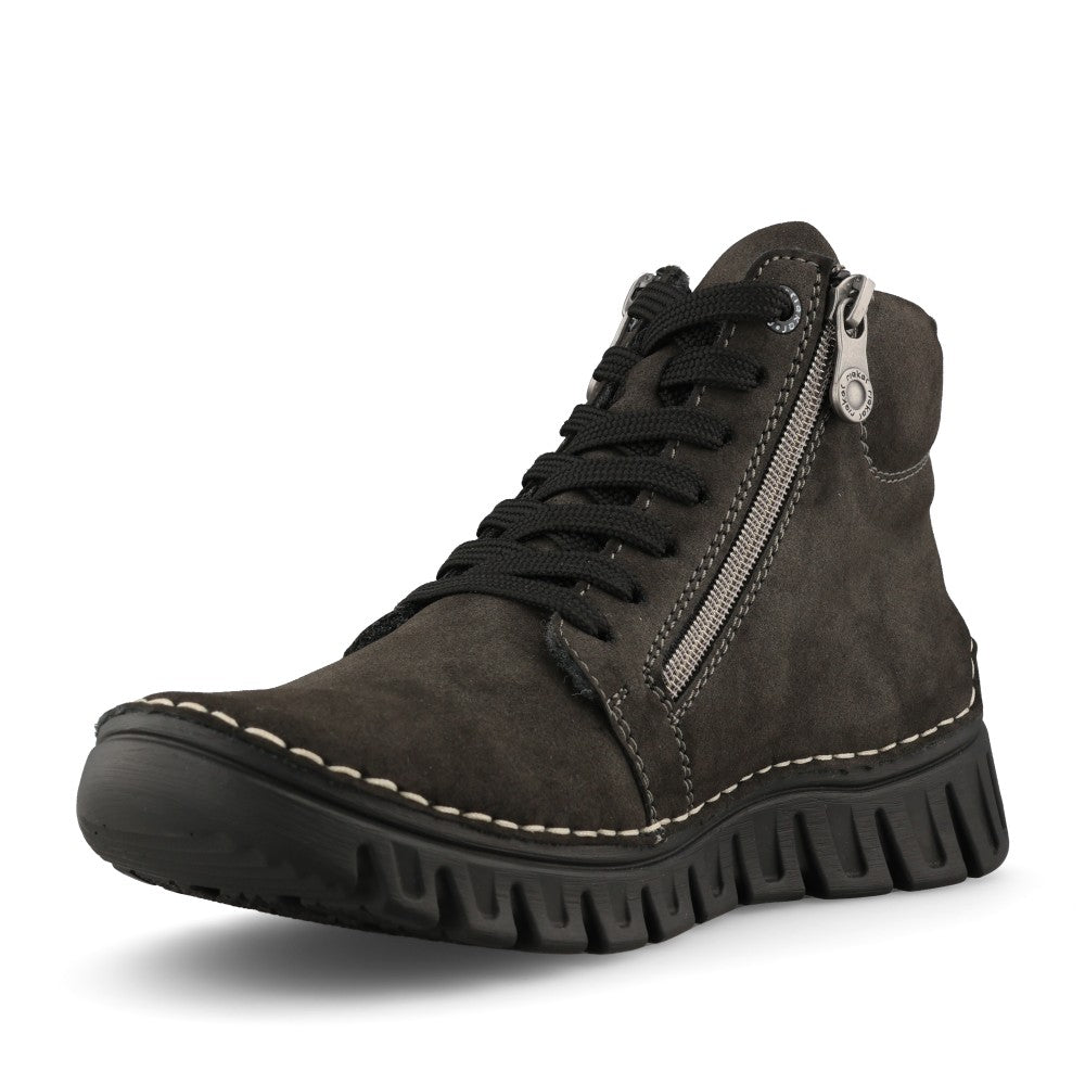 Rieker Ladies 57502 Lace Boot In Grey
