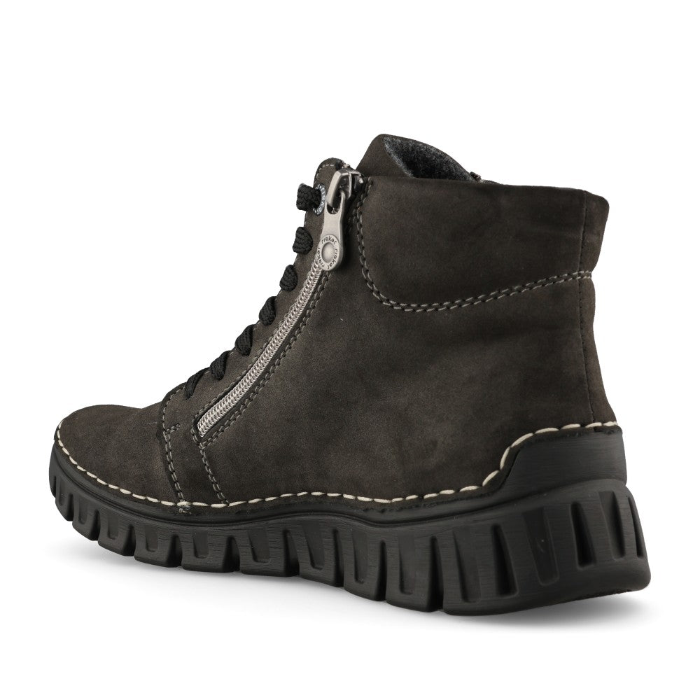 Rieker Ladies 57502 Lace Boot In Grey