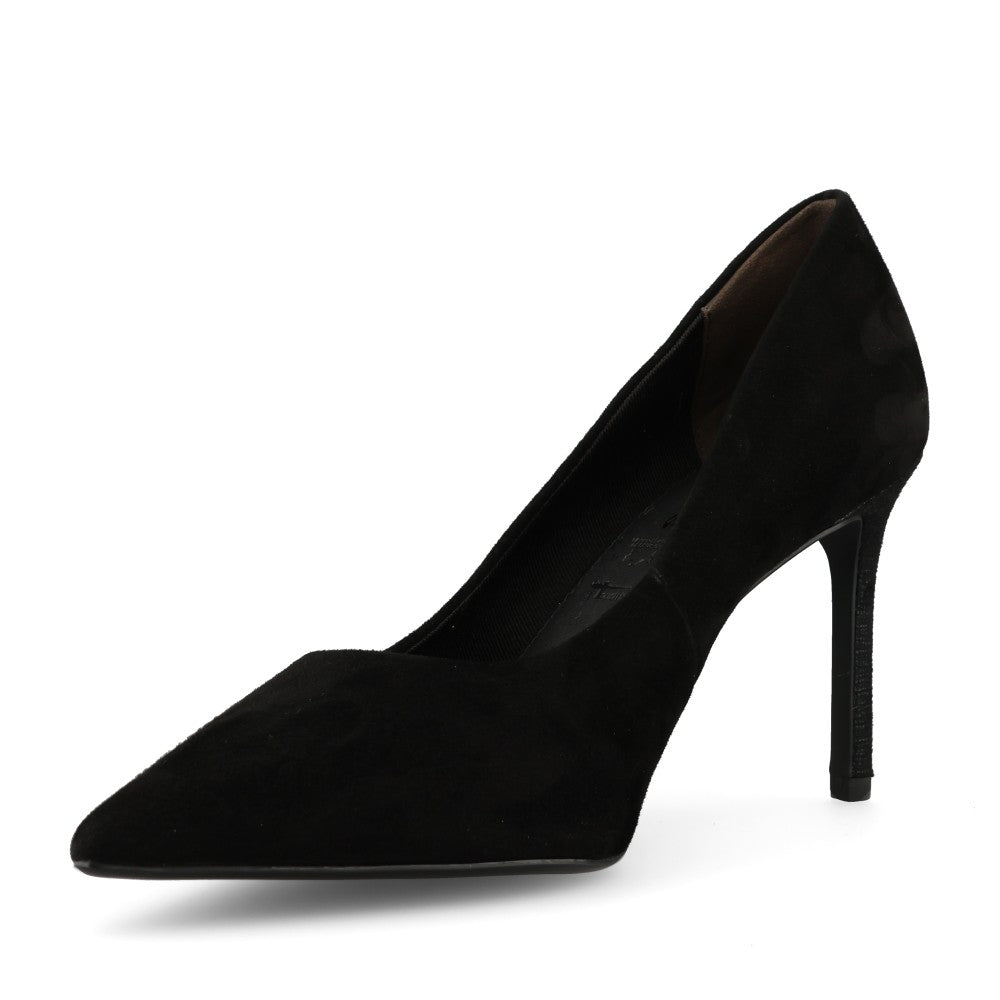 Tamaris Ladies 1-22480 Suede Leather Stiletto In Black