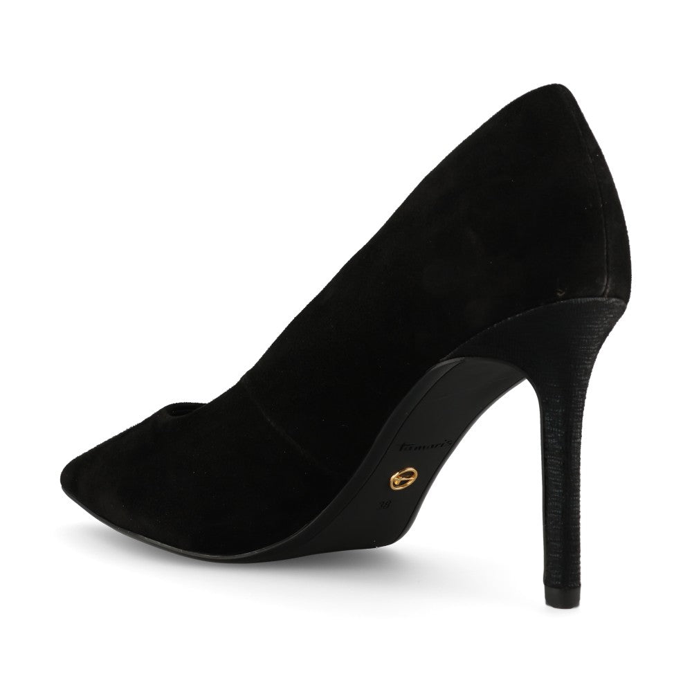 Tamaris Ladies 1-22480 Suede Leather Stiletto In Black