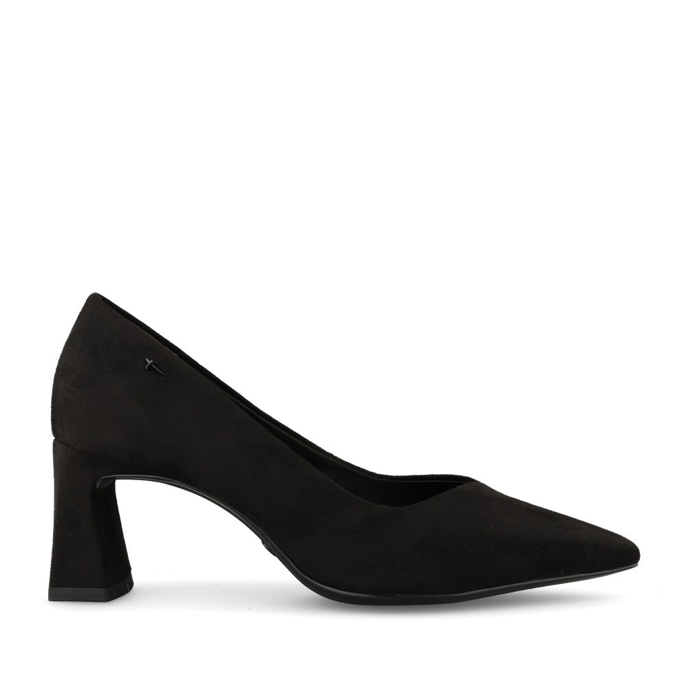 Tamaris Ladies 1-22453 Suede Block Heel Court Shoe In Black
