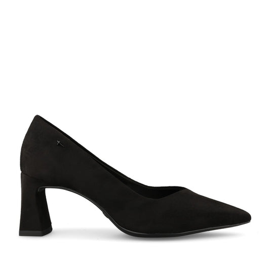 Tamaris Ladies 1-22453 Suede Block Heel Court Shoe In Black